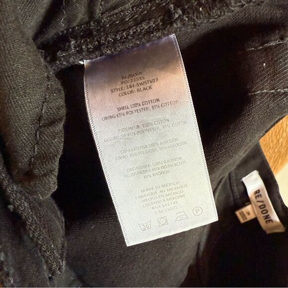 Re/Done 184-3WSTV27 Stove Pipe High-Rise Straight Jeans Black Size 29 - Picture 10 of 10